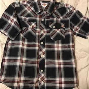 DICKIES Navy/Black Plaid Button-up Shirt